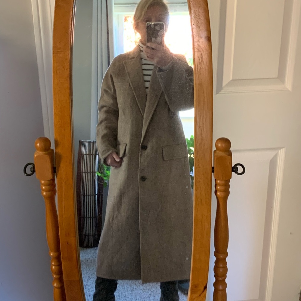 Zara brown/tan herringbone oversized coat